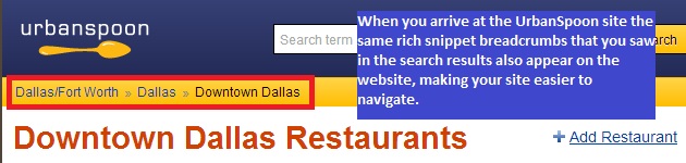 Breadcrumbs appear on a site, as well as in the search results, making it easier to navigate.