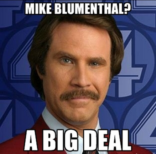 Ron Burgundy thinks Mike Blumenthal is a big deal.
