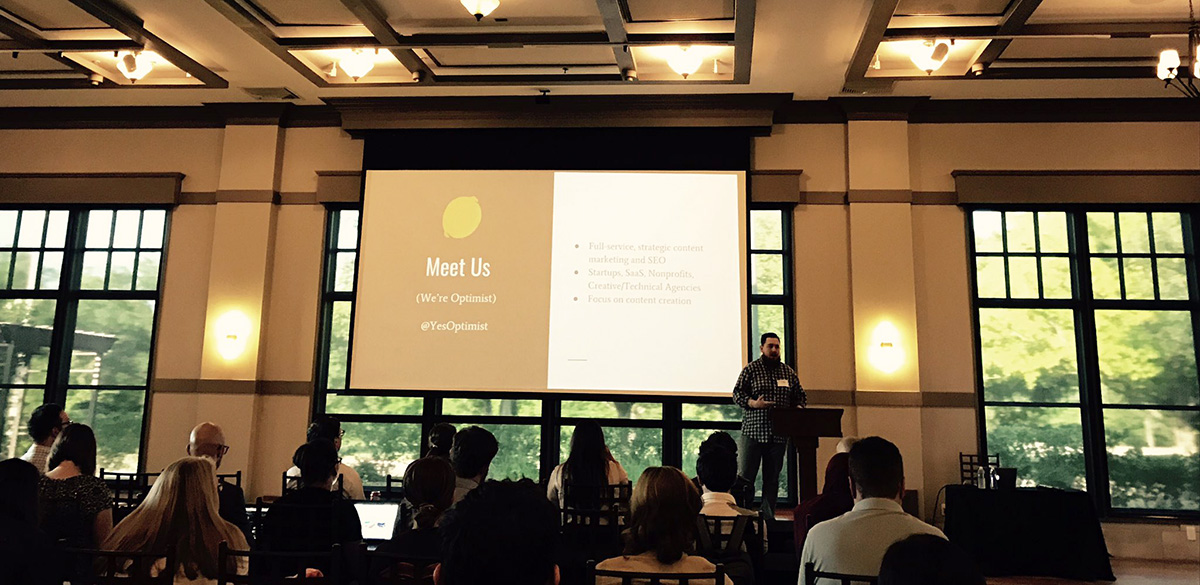 Industry-leading digital marketers are invited to Dallas each to speak at DFWSEM. Tyler Hakes of Optimist presented in June 2017